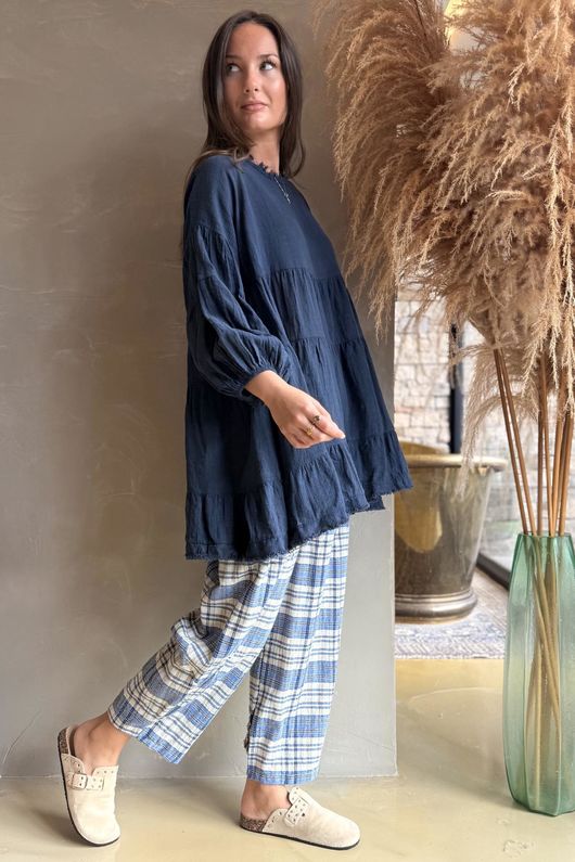Driftwood Bell Sleeve Smock Top Navy